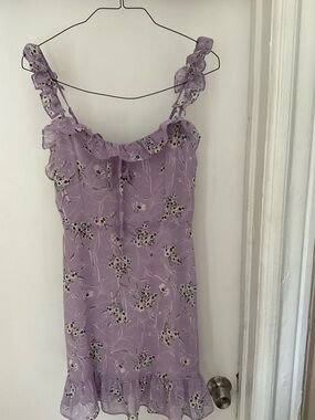 Avantlook Lavender Floral Ruffle Mini Dress